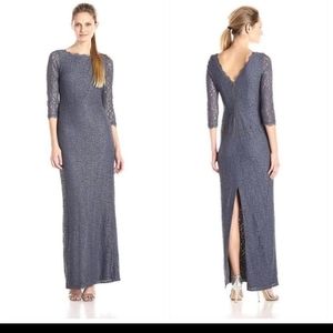Adrianna Papell grey lace gown